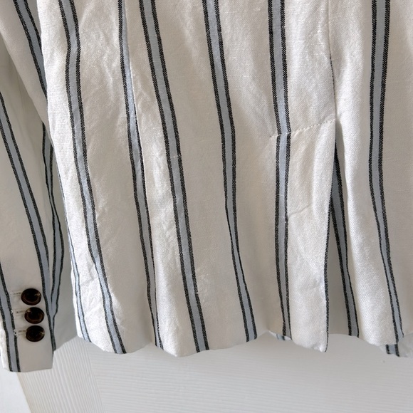 Linen blazer with blue and black stripes, size 2 - Picture 5 of 7